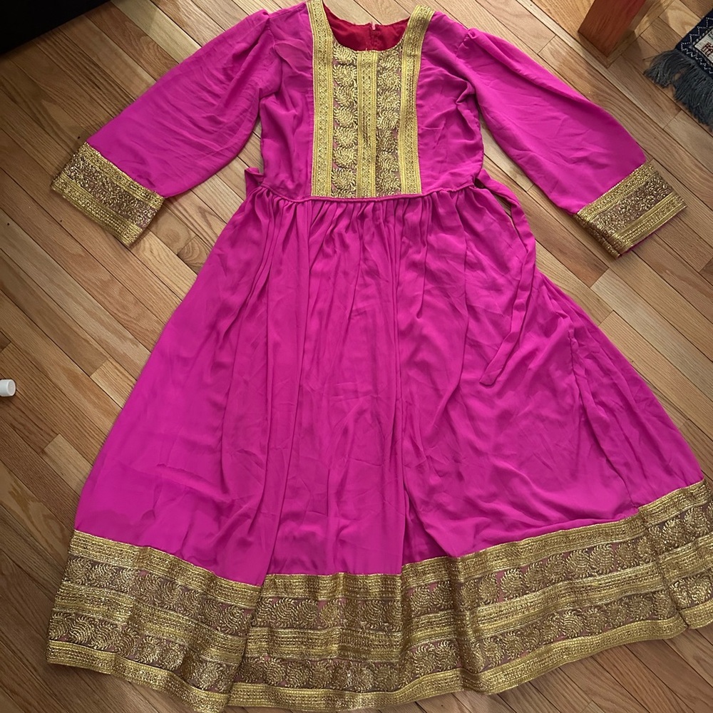 Pink and Gold Embroidered Dress